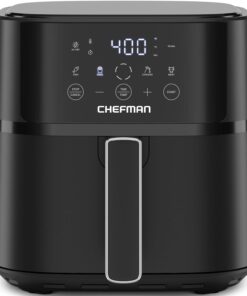 Chefman Air Fryer – 6 QT Compact Airfryer for Quick & Easy Meals in Minutes, Features Hi-Fry Technology for Extra Crisp, Touchscreen Controls with 4 Presets, Nonstick & Dishwasher Safe Basket - Black