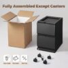 Approgreent 2 Drawer Metal File Cabinet, Fully Assembled Locking Filing Cabinet with Anti-Tipping Wheels, Quiet Slide, Heavy-Duty Steel Construction, Fits A4 Letter Legal for Home Office, Matte Black