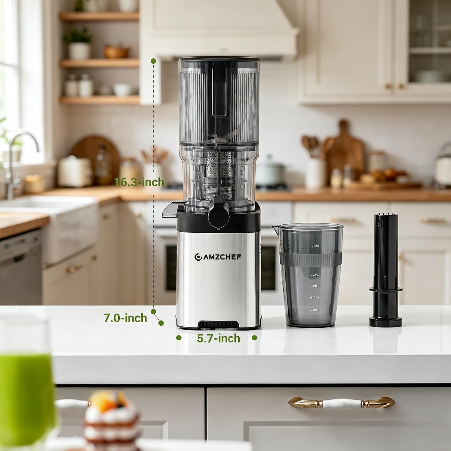 Cold Press Juicer Machine, 5.4" Wide Self-Feeding Chute | Masticating Juice Extractor for Whole Fruits & Vegetables,Large Auger & Triple Strainers, High Juice Yield, Easy to Clean Cold Press Juicer Machine, 5.4" Wide Self-Feeding Chute | Masticating Juice Extractor for Whole Fruits & Vegetables,Large Auger & Triple Strainers, High Juice Yield, Easy to Clean - Image 2