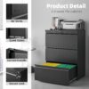 Approgreent Lateral 3 Drawer File Cabient with Lock, Metal Filing Cabinets for Home Office, Heavty Duty Office Storage Cabinet for A4/Letter/Legal (Matte Black)