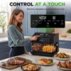 NutriChef 8.5 Quart Family Size Double Glass Basket Air Fryer | 8-in-1 Preset Dual Cook Modes | Glass Fry Bowls for Best Cooking | Cook Steak, Fries & More | Adjustable Temperature & Timer | Black