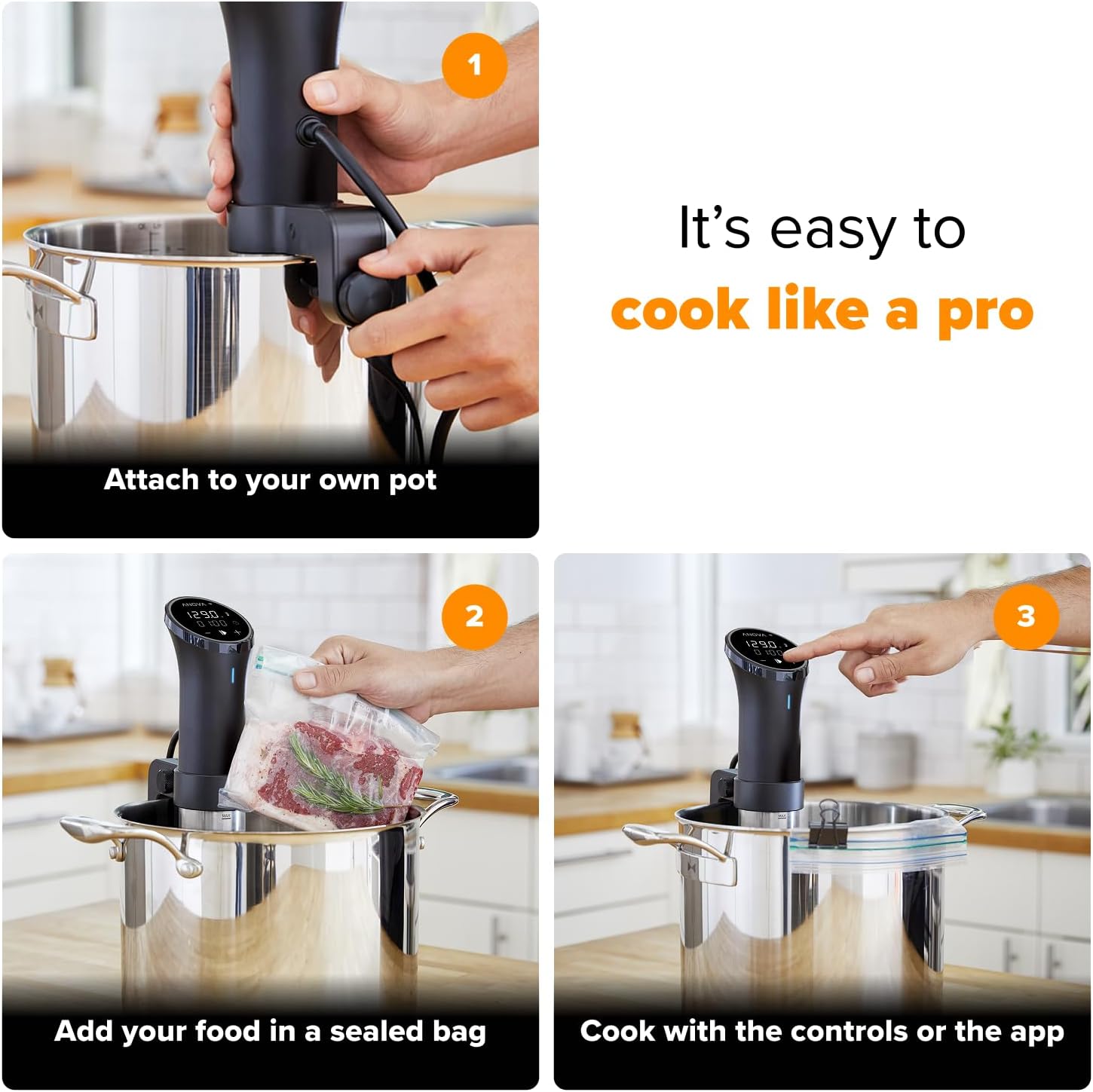 Anova Culinary Sous Vide Precision Cooker 3.0 (WiFi), 1100 Watts, Stainless Steel Anova Culinary Sous Vide Precision Cooker 3.0 (WiFi), 1100 Watts, Stainless Steel - Image 5