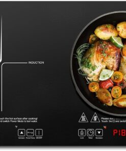 AMZCHEF Double Induction Cooktop, 1800W 2 Burner, ETL Certified | 18 Power Levels (100W-1800W), 20 Temp Levels (100°F-465°F), 10-Hour Timer, Safety Lock, independent Control, 110-120V