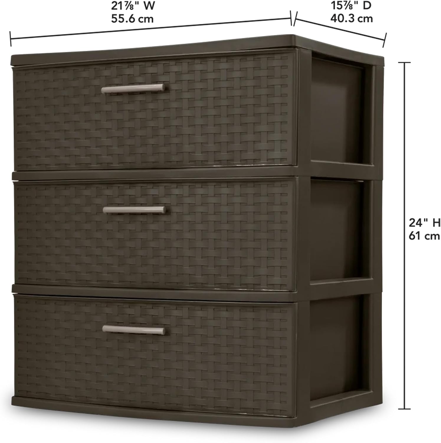 Sterilite Wide 3 Drawer Storage Organizer Tower, Weave - Espresso, 2 Pack | Organizing Plastic Drawers and Containers for Home, Office, Desk, Clothes, Dresser, Kitchen, and Pantry Sterilite Wide 3 Drawer Storage Organizer Tower, Weave - Espresso, 2 Pack | Organizing Plastic Drawers and Containers for Home, Office, Desk, Clothes, Dresser, Kitchen, and Pantry - Image 3