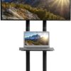 VIVO Mobile TV Cart for 32 to 83 inch Screens up to 110 lbs, LCD LED OLED 4K Smart Flat and Curved Panels, Rolling Stand with Laptop DVD Shelf, Locking Wheels, Max VESA 600x400, Black, STAND-TV03E