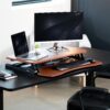 VIVO Dark Walnut 32 in Standing Desk Converter, DESK-V000KA | Height Adjustable, Stand Up Desk Riser, Wide Keyboard Tray, Dual Monitor and Laptop Workstation, Black Frame, K Series