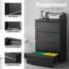 Approgreent Lateral 4 Drawer File Cabient with Lock, Metal Filing Cabinets for Home Office, Heavty Duty Office Storage Cabinet for A4/Letter/Legal (Matte Black)