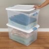 Sterilite Latching Box with Lids for Home and Office, 64 Quart, 8-Pack | Heavy-Duty and Stackable Plastic Containers with Latches for Closet, Cabinet, Bedroom, Bathroom and Dorm Room Organization