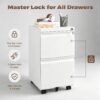 Approgreent 2 Drawer Metal File Cabinet, Fully Assembled Locking Filing Cabinet with Anti-Tipping Wheels, Quiet Slide, Heavy-Duty Steel Construction, Fits A4 Letter Legal for Home Office, Matte White