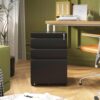 Approgreent 3 Drawer File Cabinet for Home Office, Under Desk Mobile Filing Cabinet with Lock for A4-Size/Letter-Size/Legal-Size, Black (HSEJ-3D)