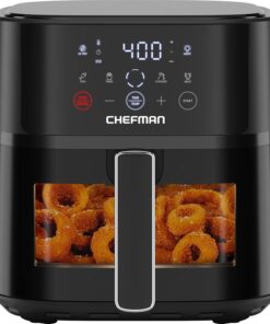 Chefman Air Fryer – 6 QT Compact Airfryer for Quick & Easy Meals, Features Hi-Fry Technology for Extra Crisp, Easy-View Window, Touch Controls with 4 Presets, Nonstick & Dishwasher Safe Basket - Black