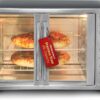 Elite Gourmet ETO4510MX French Door Convection Oven 47.5Qt, Stainless Steel | 18-Slice capacity, 4-Control Knobs for Bake/Broil/Toast/Rotisserie/Keep Warm, includes 2 x 14" Pizza Racks