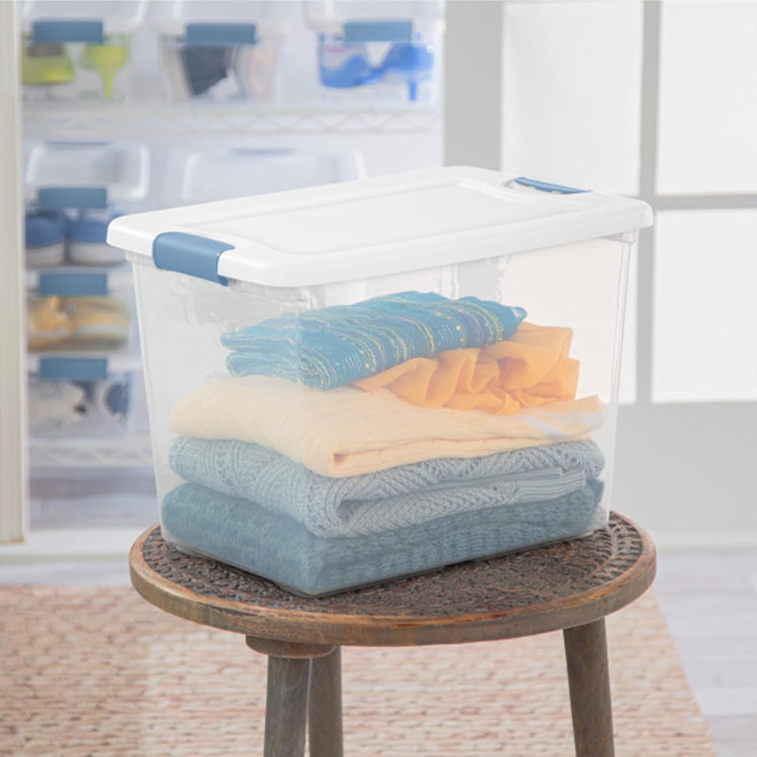 Sterilite Latching Box with Lids for Home and Office, 25 Quart, 24-Pack | Heavy-Duty and Stackable Plastic Containers with Latches for Closet, Cabinet, Bedroom, Bathroom and Dorm Room Organization Sterilite Latching Box with Lids for Home and Office, 25 Quart, 24-Pack | Heavy-Duty and Stackable Plastic Containers with Latches for Closet, Cabinet, Bedroom, Bathroom and Dorm Room Organization - Image 9