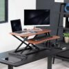 VIVO Dark Walnut 32 in Standing Desk Converter, DESK-V000KA | Height Adjustable, Stand Up Desk Riser, Wide Keyboard Tray, Dual Monitor and Laptop Workstation, Black Frame, K Series
