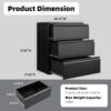 Approgreent Lateral 3 Drawer File Cabient with Lock, Metal Filing Cabinets for Home Office, Heavty Duty Office Storage Cabinet for A4/Letter/Legal (Matte Black)