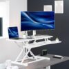 VIVO White 42 in Standing Desk Converter, DESK-V042KW | Large, Height Adjustable, Stand Up Desk Riser, Wide Keyboard Tray, Dual Monitor and Laptop Workstation, White Frame, K Series