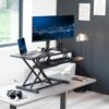 VIVO Black 42 in Standing Desk Converter, DESK-V042KB | Large, Height Adjustable, Stand Up Desk Riser, Wide Keyboard Tray, Dual Monitor and Laptop Workstation, Black Frame, K Series