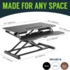 TechOrbits Standing Desk Converter-32-inch Height Adjustable, MDF Wood, Sit Riser-Black, 32"