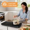 AMZCHEF Double Induction Cooktop, 1800W 2 Burner, ETL Certified | 18 Power Levels (100W-1800W), 20 Temp Levels (100°F-465°F), 10-Hour Timer, Safety Lock, independent Control, 110-120V