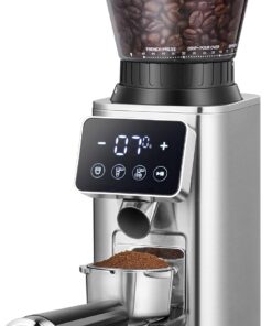 AMZCHEF Burr Coffee Grinder, 45 Settings, Anti-Static Burr Mill | 40mm Burr, 0.5s LED Timer, Fit 51-54/58 Espresso Portafilter, for Espresso, Drip, Pour Over, Cold Brew & French Press