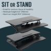 TechOrbits Standing Desk Converter-32-inch Height Adjustable, MDF Wood, Sit Riser-Black, 32"