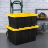Sterilite Industrial Storage Tote with Lids for Garage, 27 Gallon, 4-Pack | Heavy-Duty and Stackable Utility Box Containers for Home, Office, and Basement Organization, Black/Yellow Sterilite Industrial Storage Tote with Lids for Garage, 27 Gallon, 4-Pack | Heavy-Duty and Stackable Utility Box Containers for Home, Office, and Basement Organization, Black/Yellow