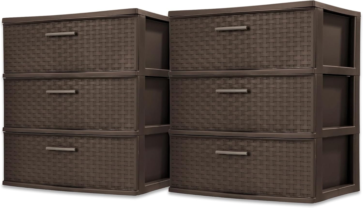 Sterilite Wide 3 Drawer Storage Organizer Tower, Weave - Espresso, 2 Pack | Organizing Plastic Drawers and Containers for Home, Office, Desk, Clothes, Dresser, Kitchen, and Pantry Sterilite Wide 3 Drawer Storage Organizer Tower, Weave - Espresso, 2 Pack | Organizing Plastic Drawers and Containers for Home, Office, Desk, Clothes, Dresser, Kitchen, and Pantry