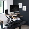 VIVO Reclaimed Wood 32 inch Desk Converter, DESK-V000KP | Height Adjustable, Stand Up Desk Riser, Wide Keyboard Tray, Dual Monitor and Laptop Workstation, Black Frame, K Series