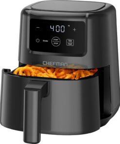 CHEFMAN 2 Qt Mini Air Fryer – Digital Space-Saving Compact Air Fryer with Nonstick and Dishwasher Safe Basket, Quick & Easy Meals in Minutes, Features Digital Timer and Shake Reminder – Black