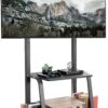 VIVO Heavy Duty Mobile TV Cart for 42 to 100 inch Screens up to 330 lbs, LCD LED OLED 4K Smart Flat and Curved Panels, Max 800x600 VESA, Metal AV Shelf, Locking Casters, Black, STAND-TV100C
