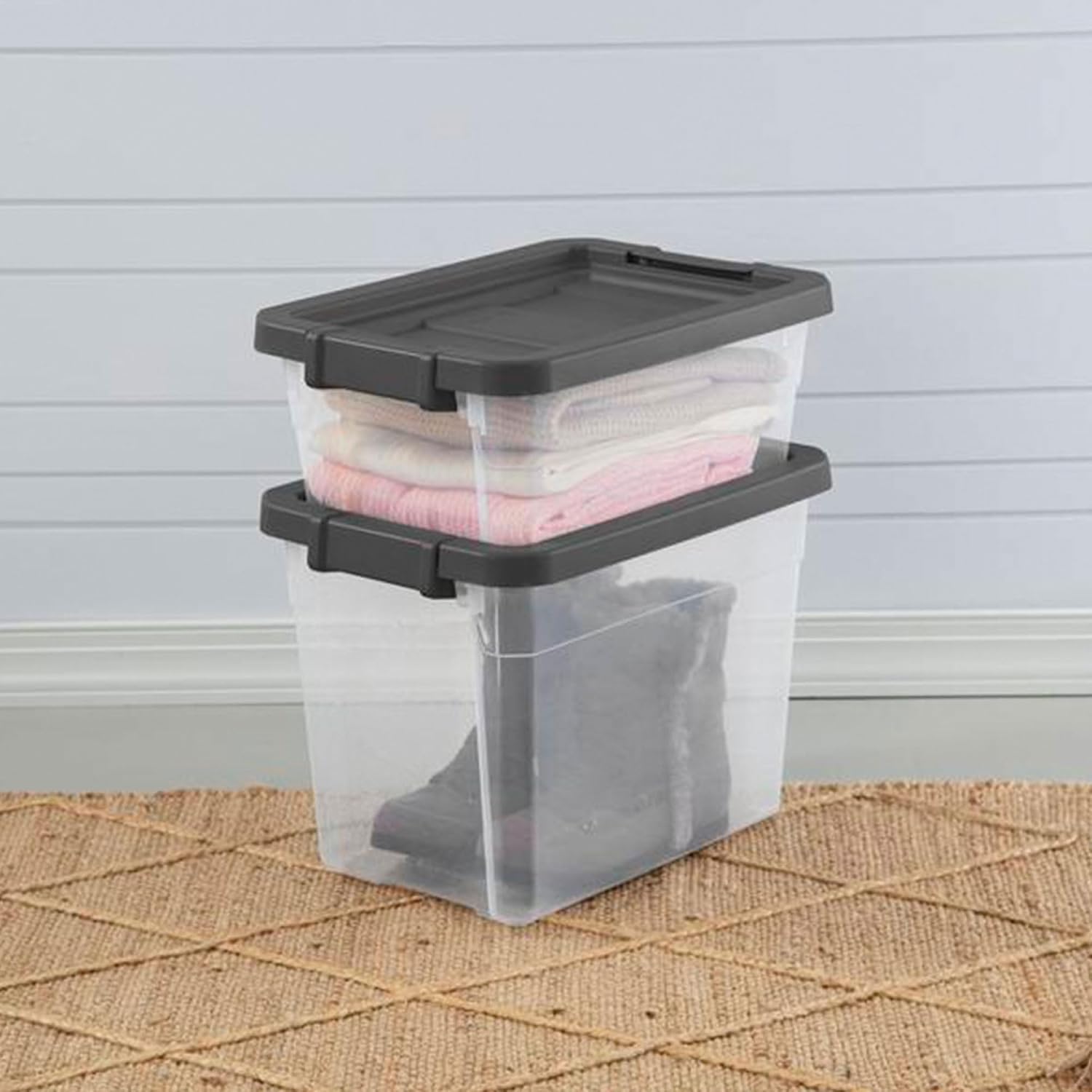 Sterilite Modular Stacker Box with Latching Lid, 30 Quart, 12-Pack | Clear Plastic Storage Bins - Stackable Organizing Container Boxes for Closet, Bathroom, and Office Sterilite Modular Stacker Box with Latching Lid, 30 Quart, 12-Pack | Clear Plastic Storage Bins - Stackable Organizing Container Boxes for Closet, Bathroom, and Office - Image 7
