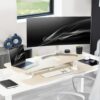VIVO Light Wood 42 inch Standing Desk Converter, DESK-V042KF | Large, Height Adjustable, Stand Up Desk Riser, Wide Keyboard Tray, Dual Monitor and Laptop Workstation, White Frame, K Series VIVO Light Wood 42 inch Standing Desk Converter, DESK-V042KF | Large, Height Adjustable, Stand Up Desk Riser, Wide Keyboard Tray, Dual Monitor and Laptop Workstation, White Frame, K Series