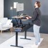 VIVO Reclaimed Wood 42 inch Desk Converter, DESK-V042KP | Large, Height Adjustable, Stand Up Desk Riser, Wide Keyboard Tray, Dual Monitor and Laptop Workstation, Black Frame, K Series
