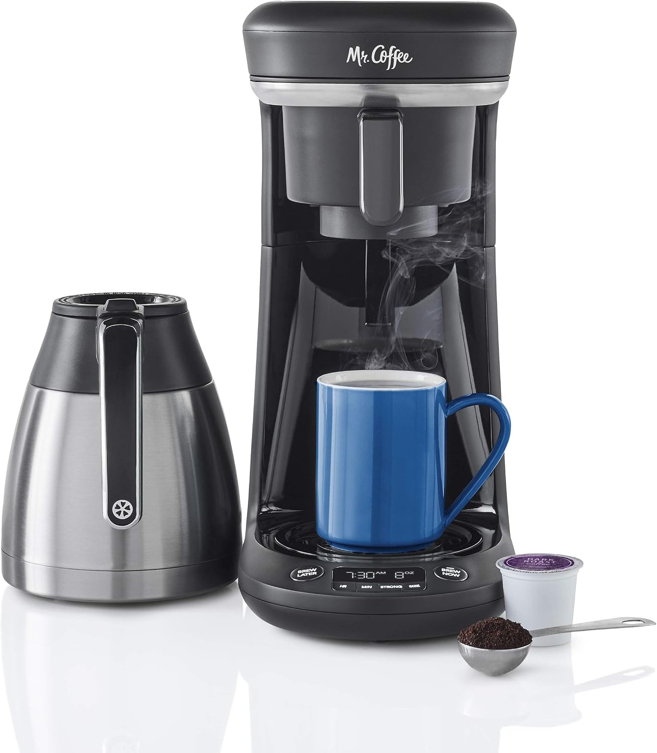 Mr. Coffee Coffee Maker, Programmable Coffee Machine for Single Serve or Carafe Coffee, 10 Cups, Black Mr. Coffee Coffee Maker, Programmable Coffee Machine for Single Serve or Carafe Coffee, 10 Cups, Black