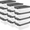 Sterilite Modular Stacker Box with Latching Lid, 16 Quart, 12-Pack | Clear Plastic Storage Bins - Stackable Organizing Container Boxes for Closet, Bathroom, and Office