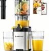 Cold Press Juicer Machine, 5.4" Wide Self-Feeding Chute | Masticating Juice Extractor for Whole Fruits & Vegetables，Large Auger & Triple Strainers, High Juice Yield, Easy to Clean