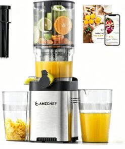 Cold Press Juicer Machine, 5.4" Wide Self-Feeding Chute | Masticating Juice Extractor for Whole Fruits & Vegetables，Large Auger & Triple Strainers, High Juice Yield, Easy to Clean
