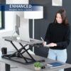 VIVO Dark Gray 32 inch Standing Desk Converter, DESK-V000KG | Height Adjustable, Stand Up Desk Riser, Wide Keyboard Tray, Dual Monitor and Laptop Workstation, Black Frame, K Series
