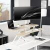 VIVO Light Wood 42 inch Standing Desk Converter, DESK-V042KF | Large, Height Adjustable, Stand Up Desk Riser, Wide Keyboard Tray, Dual Monitor and Laptop Workstation, White Frame, K Series VIVO Light Wood 42 inch Standing Desk Converter, DESK-V042KF | Large, Height Adjustable, Stand Up Desk Riser, Wide Keyboard Tray, Dual Monitor and Laptop Workstation, White Frame, K Series
