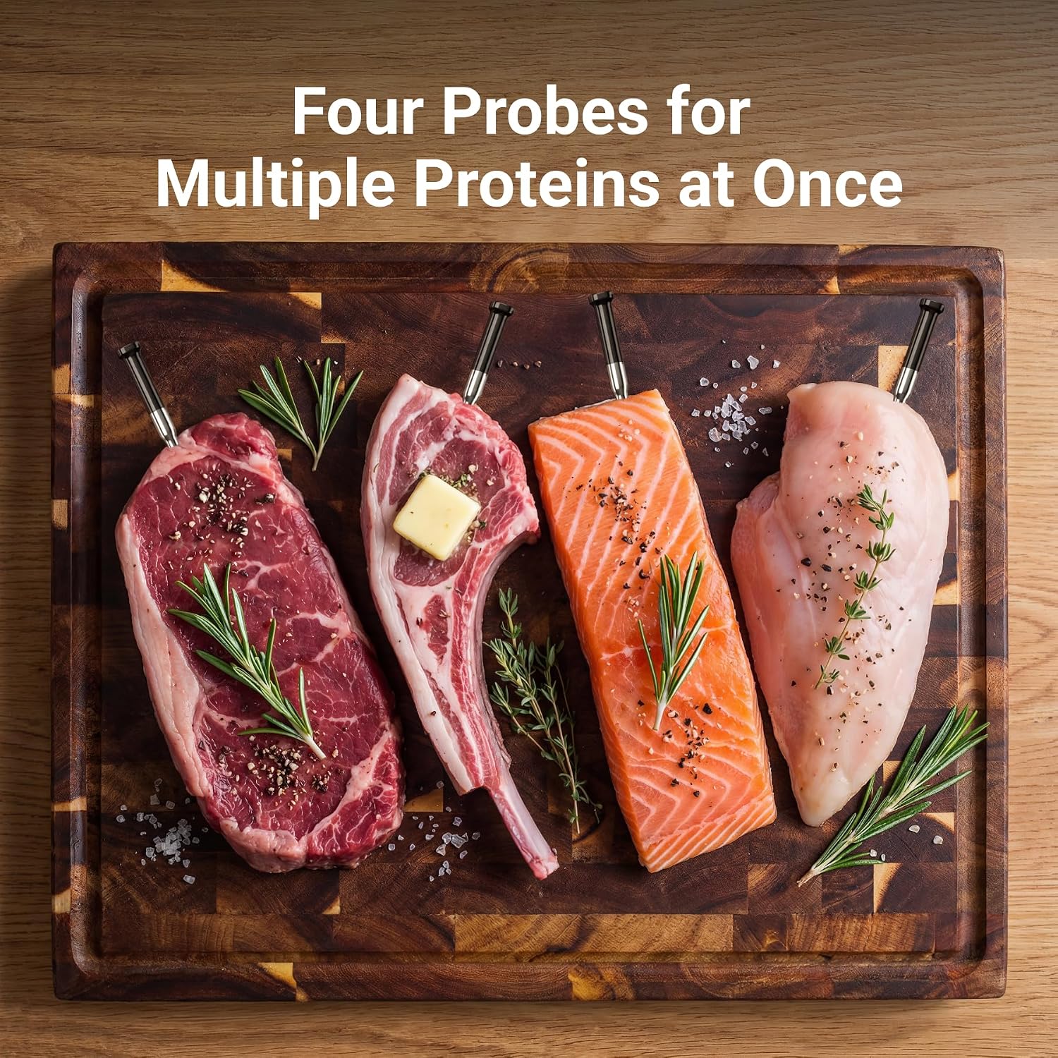 Sync Gold Wireless WiFi Meat Thermometer, 4 Slim Probes, 6 Sensors, 10x Stronger Signal, ±0.5℉ Accuracy, Smart Base Direct Setup, Reliable Reading Through Kamado Grill, BBQ, Oven, Smoker, Air Fryer Sync Gold Wireless WiFi Meat Thermometer, 4 Slim Probes, 6 Sensors, 10x Stronger Signal, ±0.5℉ Accuracy, Smart Base Direct Setup, Reliable Reading Through Kamado Grill, BBQ, Oven, Smoker, Air Fryer - Image 2
