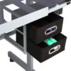 Yaheetech Glass Drafting Table with Storage, Adjustable Art Drawing Desk | Tempered glass top on a steel frame tilts 0-60° for drawing, tracing, or diamond art, plus two fabric drawers and side trays.