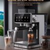 AMZCHEF Espresso Machine with Grinder, 20 Bar, Latte & Cappuccino, Black | Built-In Grinder, 20 Grind Settings, 20 Bar, 3-Level PID Control, 3–10s Pre-Infusion, Easy Milk Frothing, Compact Design