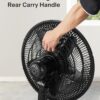 PELONIS 18" 5-Blade Adjustable Oscillating Pedestal Fan with Remote, Black | Black Standing Fan with 90° Oscillation and 24° Tilt, 5-Speeds, 4 Modes, Eco Control, 7-Hr Timer for Living Room and Office