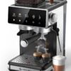 AMZCHEF Espresso Machine with Grinder, 20 Bar, Latte & Cappuccino, Black | Built-In Grinder, 20 Grind Settings, 20 Bar, 3-Level PID Control, 3–10s Pre-Infusion, Easy Milk Frothing, Compact Design