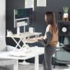VIVO Light Wood 42 inch Standing Desk Converter, DESK-V042KF | Large, Height Adjustable, Stand Up Desk Riser, Wide Keyboard Tray, Dual Monitor and Laptop Workstation, White Frame, K Series VIVO Light Wood 42 inch Standing Desk Converter, DESK-V042KF | Large, Height Adjustable, Stand Up Desk Riser, Wide Keyboard Tray, Dual Monitor and Laptop Workstation, White Frame, K Series