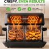NutriChef 8.5 Quart Family Size Double Glass Basket Air Fryer | 8-in-1 Preset Dual Cook Modes | Glass Fry Bowls for Best Cooking | Cook Steak, Fries & More | Adjustable Temperature & Timer | Black
