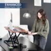 VIVO Dark Walnut 42 inch Standing Desk Converter, DESK-V042KA | Large, Height Adjustable, Stand Up Desk Riser, Wide Keyboard Tray, Dual Monitor and Laptop Workstation, Black Frame, K Series