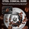 AMZCHEF Burr Coffee Grinder, 45 Settings, Anti-Static Burr Mill | 40mm Burr, 0.5s LED Timer, Fit 51-54/58 Espresso Portafilter, for Espresso, Drip, Pour Over, Cold Brew & French Press