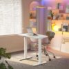 HUANUO 32x19 Inch Small Electric Standing Desk, Adjustable, White | 176 Lbs Capacity, Rounded Corners, Wheel-Ready Feet, Compact Desktop, Apartment Workspace, 28.3–46.5 Inch Height Range