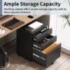 Approgreent 3 Drawer File Cabinet for Home Office, Under Desk Mobile Filing Cabinet with Lock for A4-Size/Letter-Size/Legal-Size, Black (HSEJ-3D)